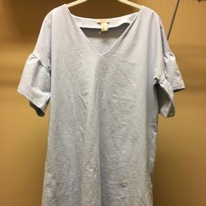 Blue H&M Frill Sleeve T-Shirt Dress